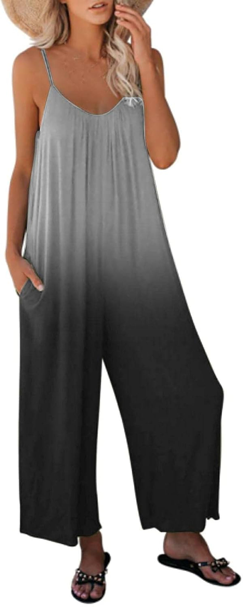 Womens Jumpsuit Gradient Rompers with Pockets Jumpsuits Casual Loosejumpers Long Pants Playsuit